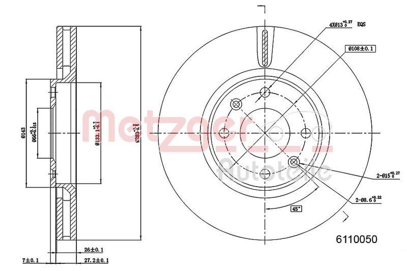 METZGER 6110050 Bremsscheibe Lack/Ks/Ms f&uuml;r CITROEN/PEUGEOT VA