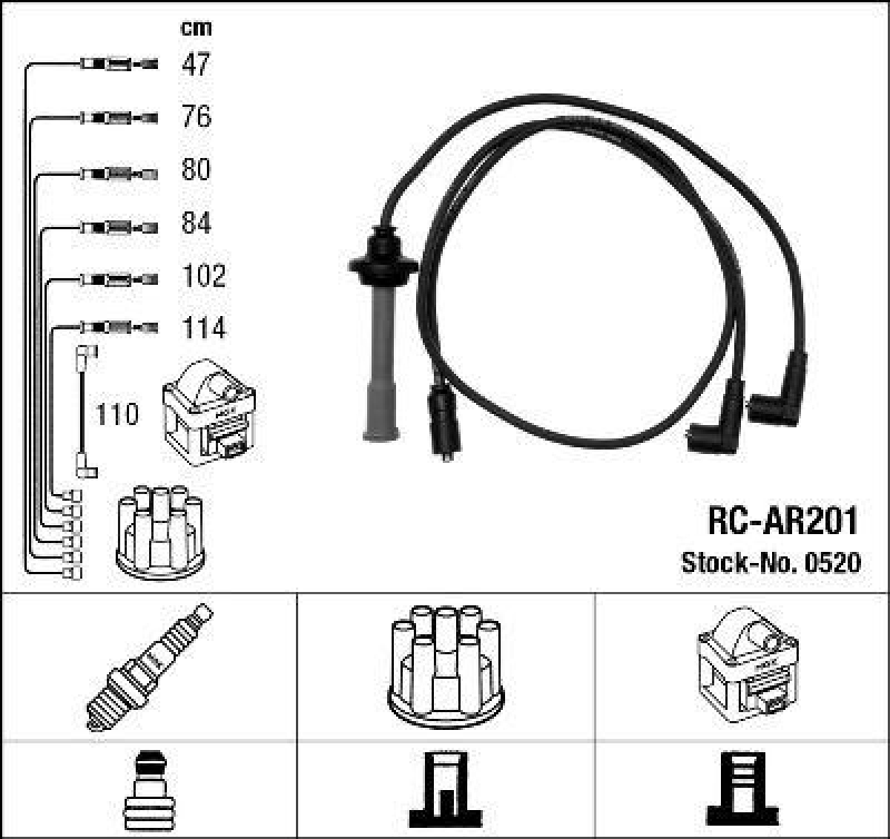 NGK 0520 Z&uuml;ndleitungssatz RC-AR201 |Z&uuml;ndkabel