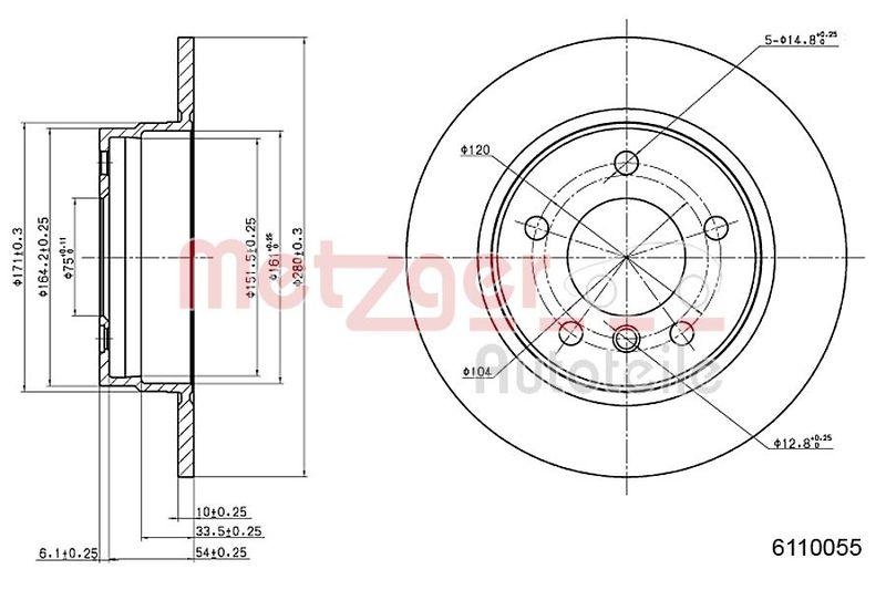 METZGER 6110055 Bremsscheibe Lack/Ks/Ms f&uuml;r BMW HA