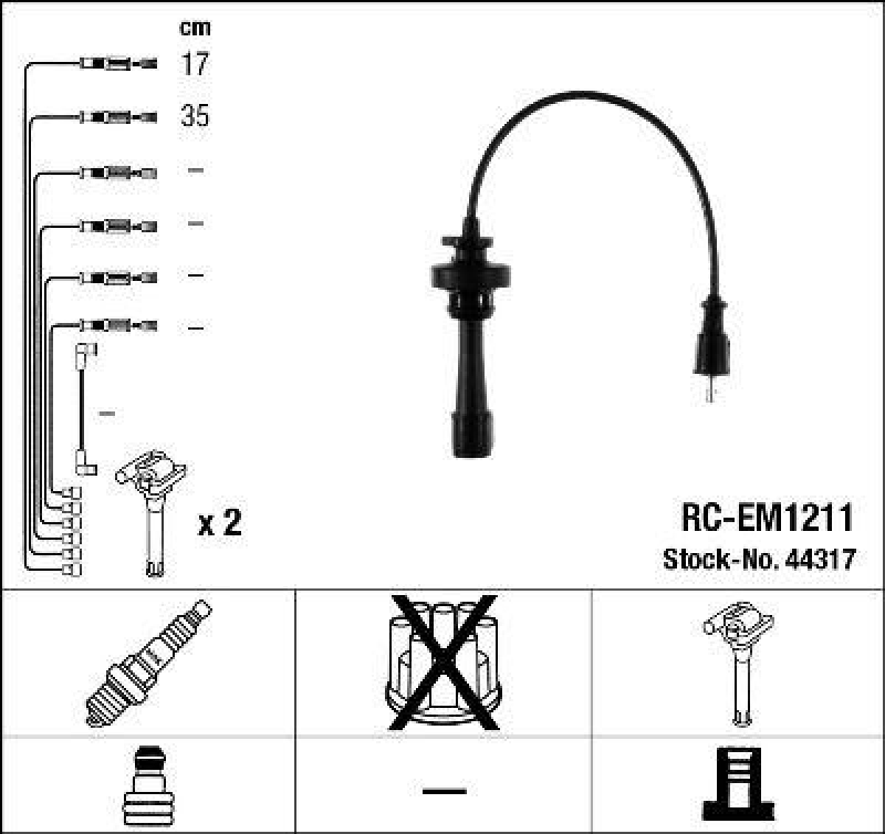 NGK 44317 Z&uuml;ndleitungssatz RC-EM1211 |Z&uuml;ndkabel