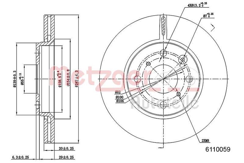 METZGER 6110059 Bremsscheibe Lack/Ks f&uuml;r CITROEN/PEUGEOT/TOYOTA VA