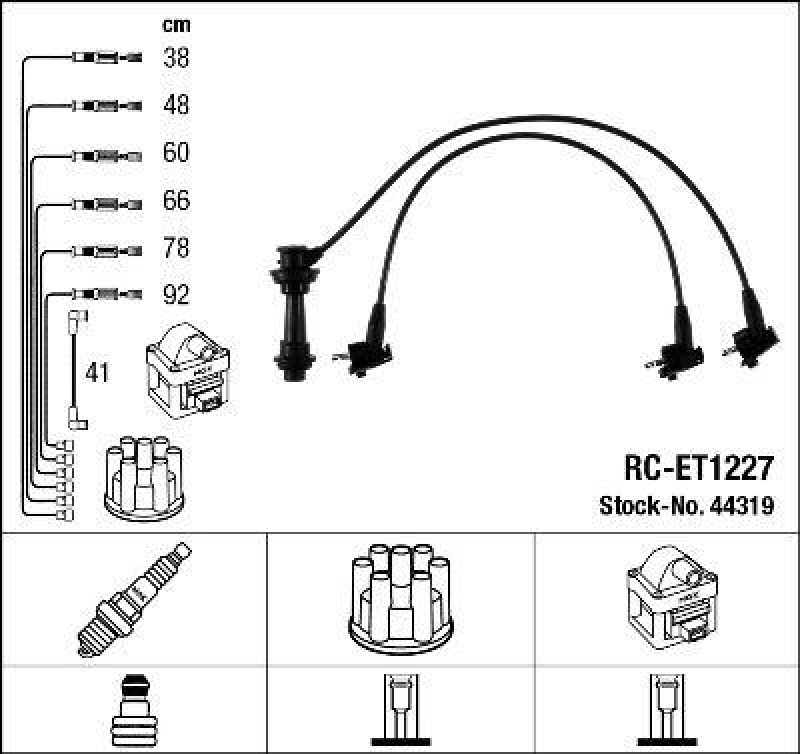 NGK 44319 Z&uuml;ndleitungssatz RC-ET1227 |Z&uuml;ndkabel