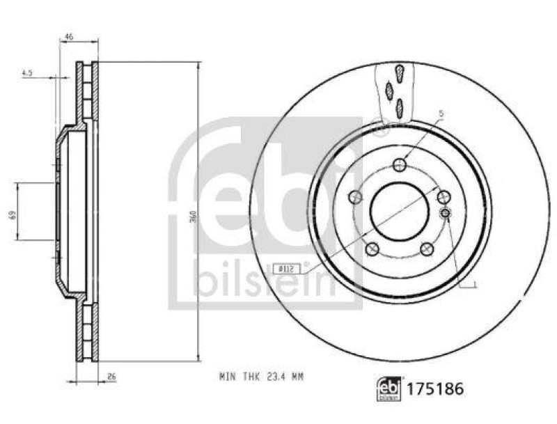 FEBI BILSTEIN 175186 Bremsscheibe f&uuml;r Mercedes-Benz