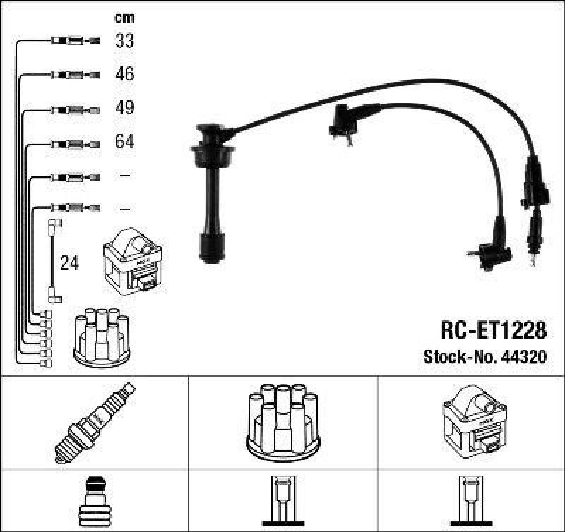 NGK 44320 Z&uuml;ndleitungssatz RC-ET1228 |Z&uuml;ndkabel