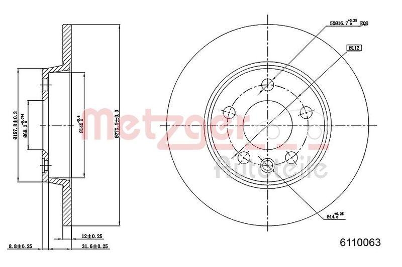 METZGER 6110063 Bremsscheibe Lack/Ks f&uuml;r VW HA
