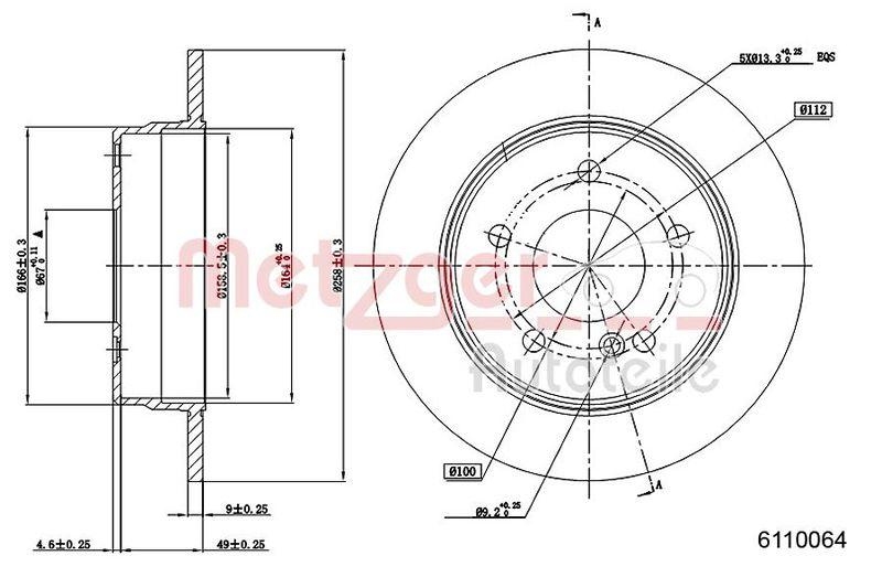 METZGER 6110064 Bremsscheibe Lack/Ks/Ms f&uuml;r MB HA