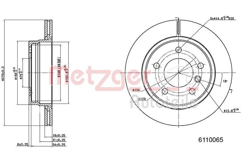 METZGER 6110065 Bremsscheibe Lack/Ks/Ms f&uuml;r BMW HA