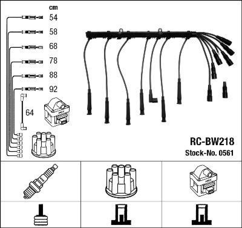 NGK 0561 Z&uuml;ndleitungssatz RC-BW218 |Z&uuml;ndkabel