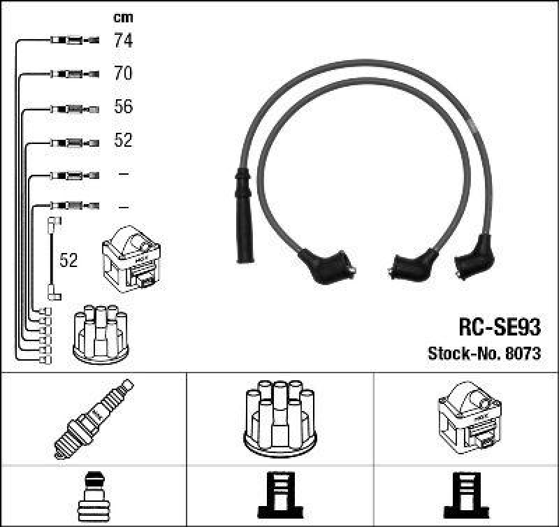 NGK 8073 Z&uuml;ndleitungssatz RC-SE93 |Z&uuml;ndkabel