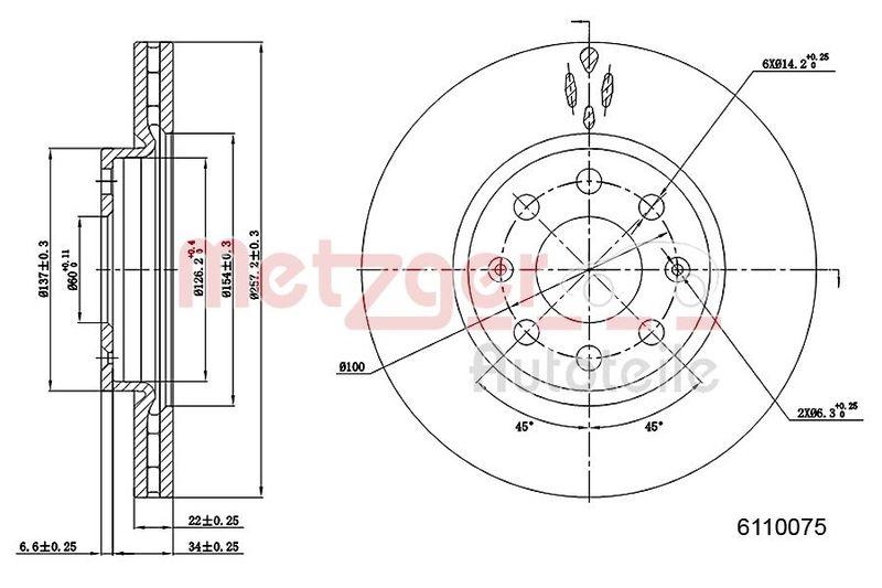 METZGER 6110075 Bremsscheibe Lack/Ks/Ms f&uuml;r FIAT/OPEL VA