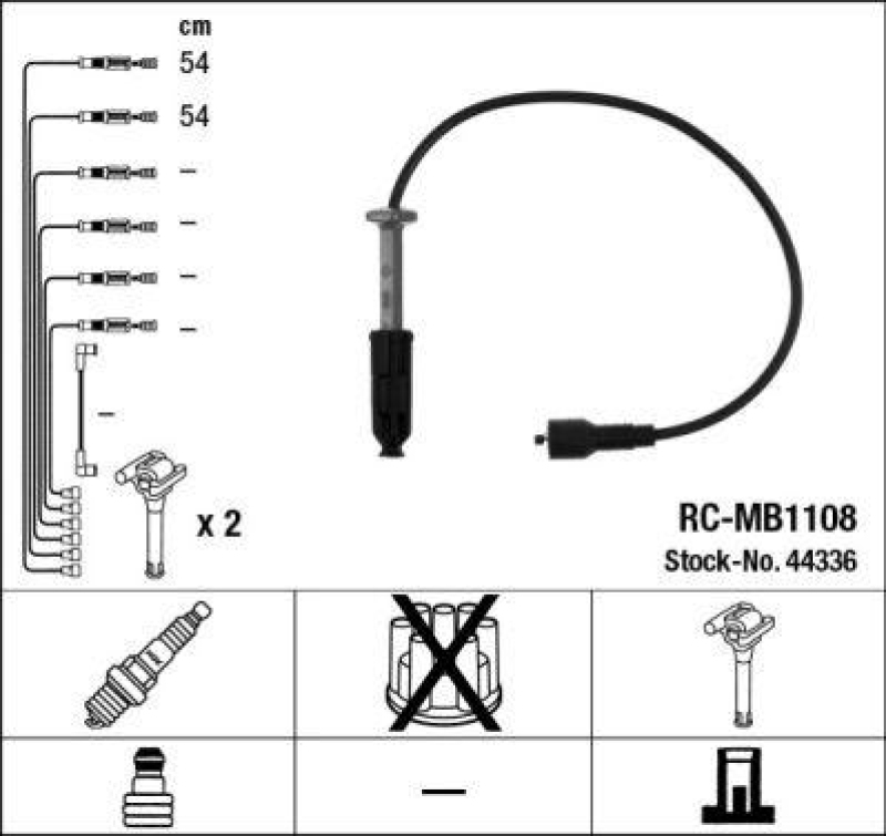 NGK 44336 Z&uuml;ndleitungssatz RC-MB1108 |Z&uuml;ndkabel