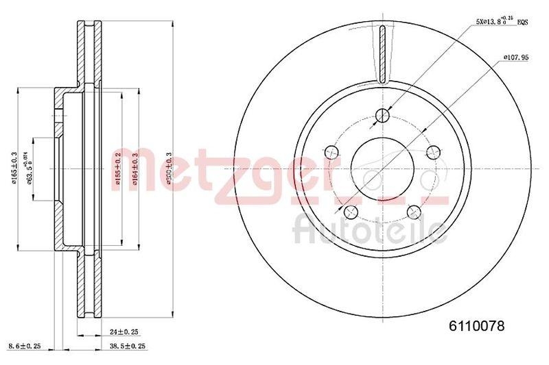 METZGER 6110078 Bremsscheibe Lack/Ks f&uuml;r FORD VA