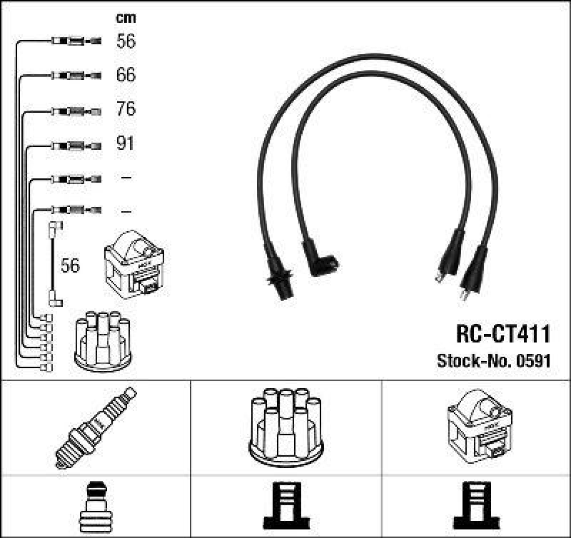 NGK 0591 Z&uuml;ndleitungssatz RC-CT411 |Z&uuml;ndkabel
