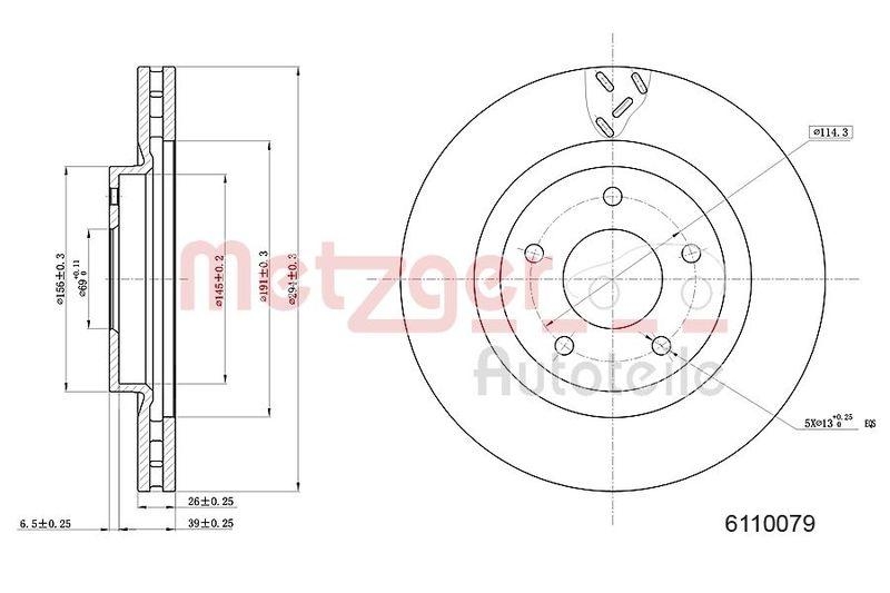 METZGER 6110079 Bremsscheibe Lack/Ks f&uuml;r CHRYSLER VA