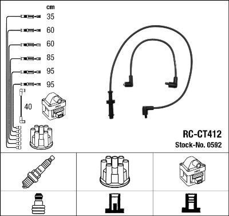 NGK 0592 Z&uuml;ndleitungssatz RC-CT412 |Z&uuml;ndkabel