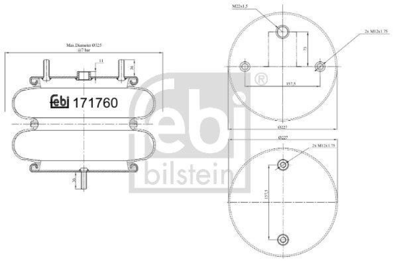 FEBI BILSTEIN 171760 Luftfederbalg für Liftachse für DAF