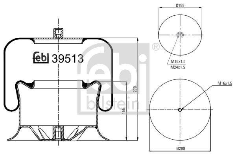 FEBI BILSTEIN 39513 Luftfederbalg mit Stahlkolben für Mercedes-Benz