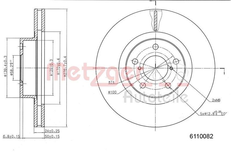 METZGER 6110082 Bremsscheibe Lack/Ks f&uuml;r SUBARU VA