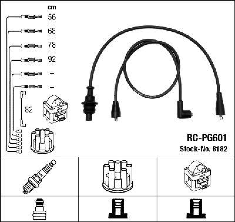 NGK 8182 Z&uuml;ndleitungssatz RC-PG601 |Z&uuml;ndkabel