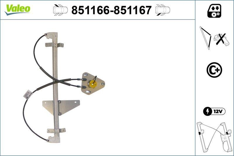 VALEO 851166 Fensterheber (ohne Motor) hinten links MEGANE