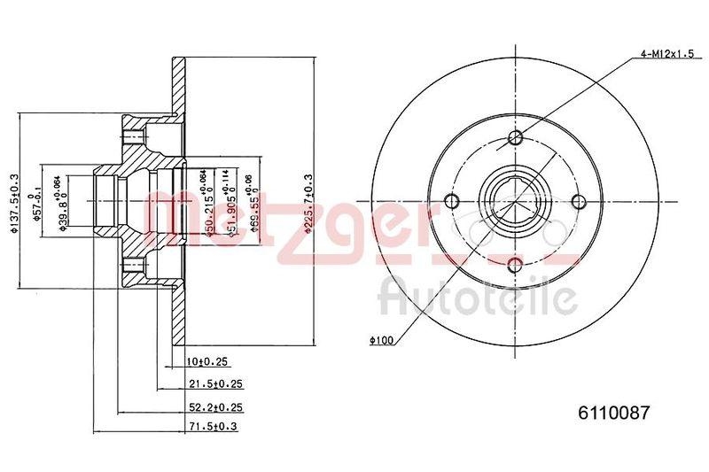 METZGER 6110087 Bremsscheibe Lack/Ks f&uuml;r SEAT/VW HA