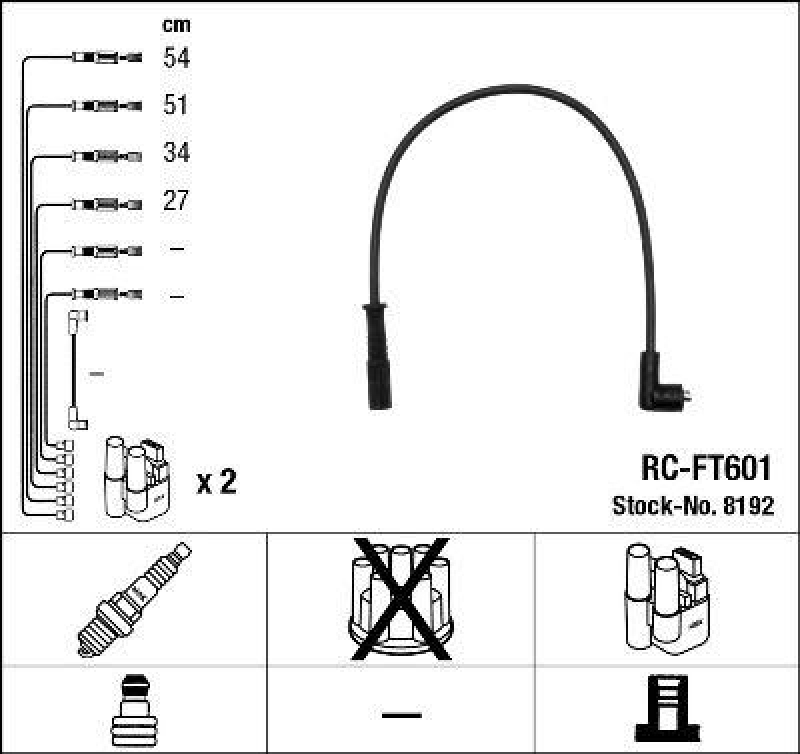 NGK 8192 Z&uuml;ndleitungssatz RC-FT601 |Z&uuml;ndkabel