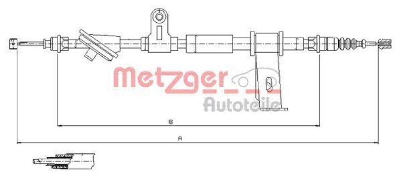METZGER 12.0102 Seilzug, Feststellbremse f&uuml;r ALFA hinten links