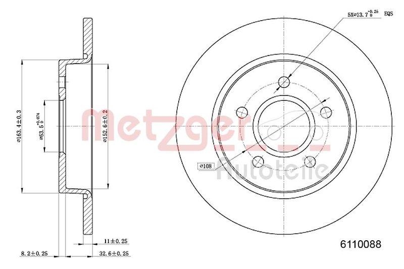 METZGER 6110088 Bremsscheibe Lack/Ks f&uuml;r FORD HA