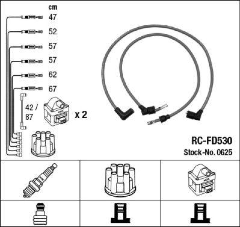 NGK 0625 Z&uuml;ndleitungssatz RC-FD530 |Z&uuml;ndkabel