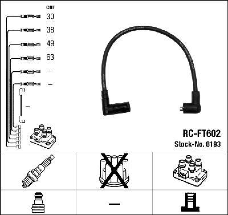 NGK 8193 Z&uuml;ndleitungssatz RC-FT602 |Z&uuml;ndkabel