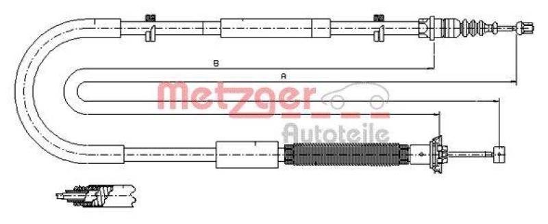 METZGER 12.0703 Seilzug, Feststellbremse f&uuml;r FIAT hinten links