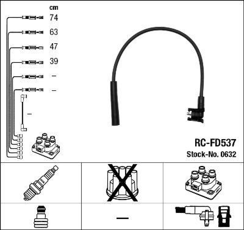 NGK 0632 Z&uuml;ndleitungssatz RC-FD537 |Z&uuml;ndkabel