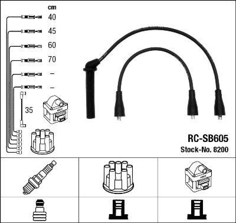 NGK 8200 Z&uuml;ndleitungssatz RC-SB605 |Z&uuml;ndkabel