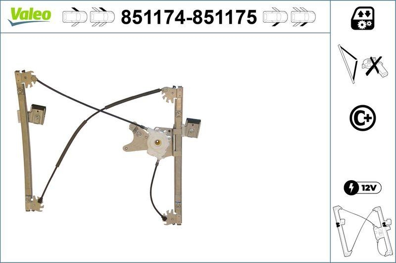 VALEO 851174 Fensterheber (ohne Motor) vorne links VW GOLF 3