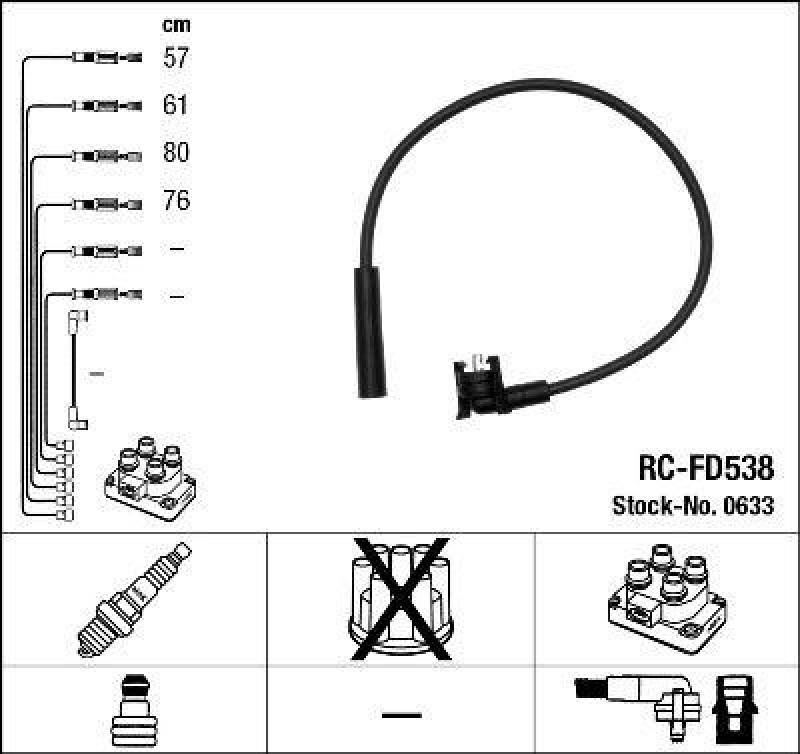 NGK 0633 Z&uuml;ndleitungssatz RC-FD538 |Z&uuml;ndkabel