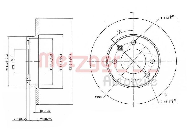 METZGER 6110094 Bremsscheibe Lack/Ks f&uuml;r PEUGEOT HA