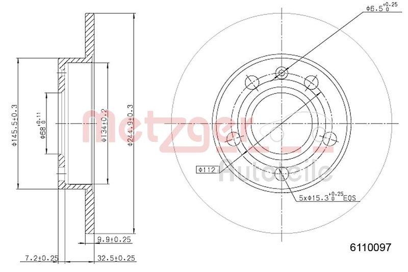 METZGER 6110097 Bremsscheibe Lack/Ks f&uuml;r AUDI HA