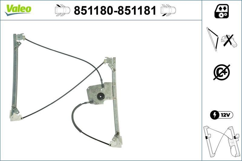 VALEO 851180 Fensterheber (ohne Motor) hinten links Audi A2