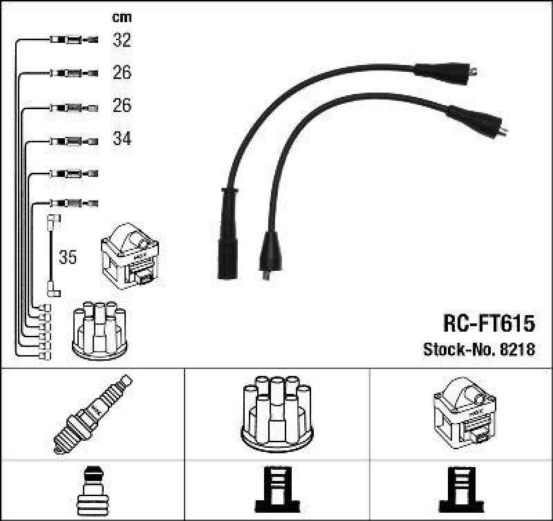 NGK 8218 Z&uuml;ndleitungssatz RC-FT615 |Z&uuml;ndkabel