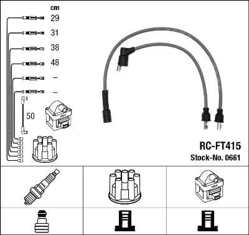 NGK 0661 Z&uuml;ndleitungssatz RC-FT415 |Z&uuml;ndkabel