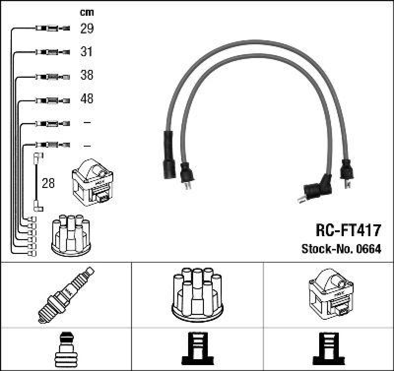 NGK 0664 Z&uuml;ndleitungssatz RC-FT417 |Z&uuml;ndkabel