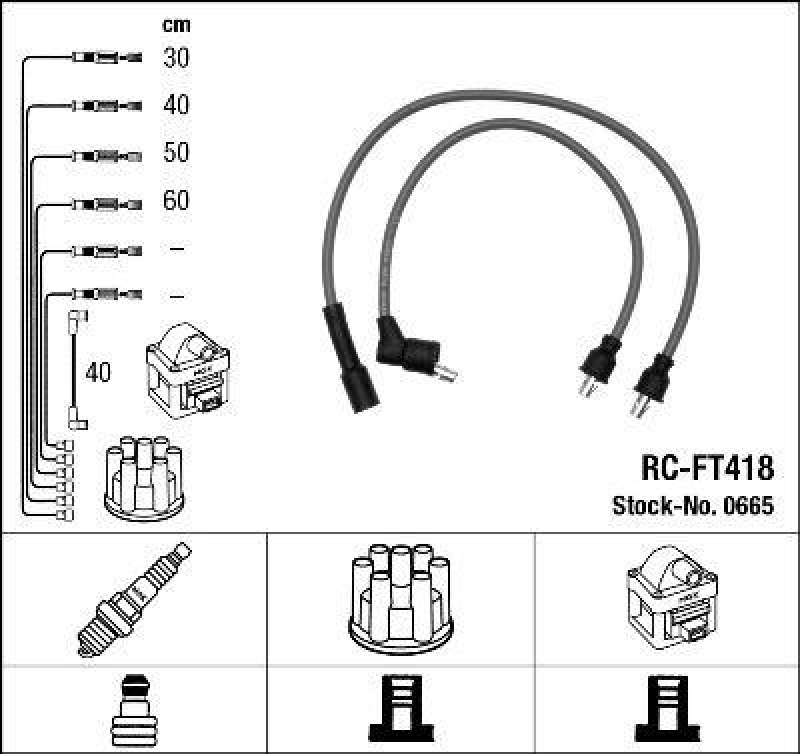 NGK 0665 Z&uuml;ndleitungssatz RC-FT418 |Z&uuml;ndkabel
