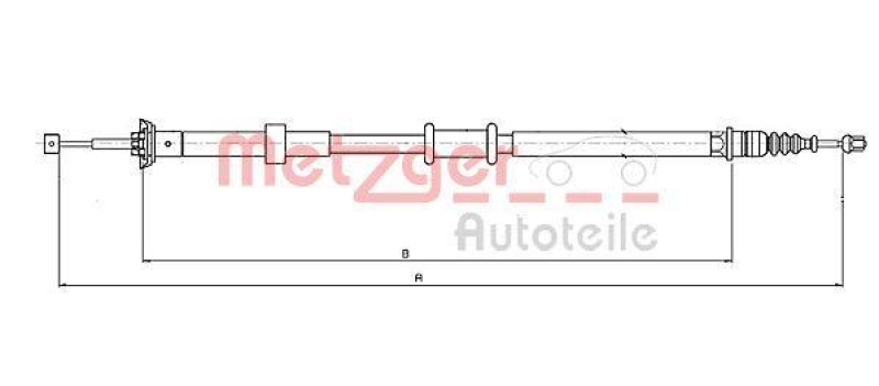 METZGER 12.0727 Seilzug, Feststellbremse f&uuml;r FIAT hinten links