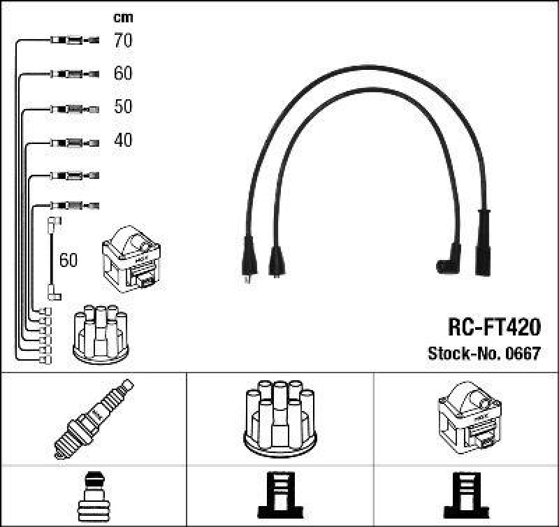 NGK 0667 Z&uuml;ndleitungssatz RC-FT420 |Z&uuml;ndkabel