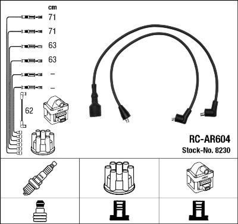 NGK 8230 Z&uuml;ndleitungssatz RC-AR604 |Z&uuml;ndkabel