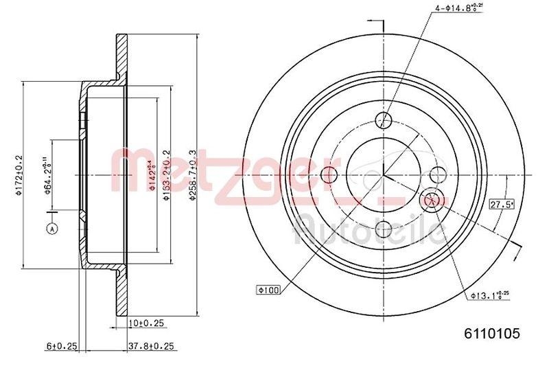 METZGER 6110105 Bremsscheibe Lack/Ks f&uuml;r MINI HA