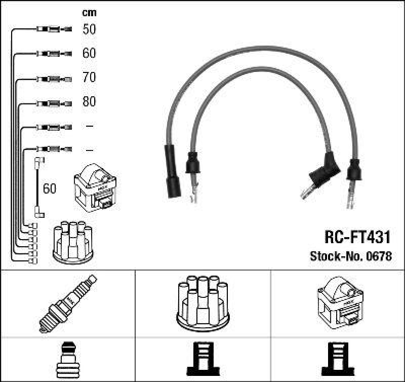 NGK 0678 Z&uuml;ndleitungssatz RC-FT431 |Z&uuml;ndkabel