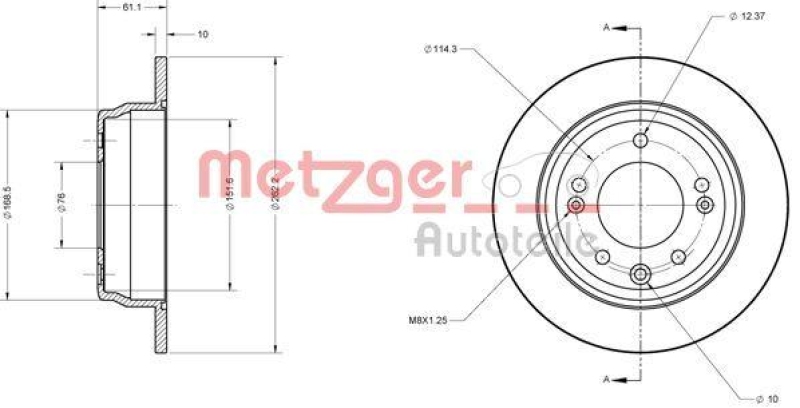 METZGER 6110107 Bremsscheibe Lack/Ks f&uuml;r HYUNDAI HA