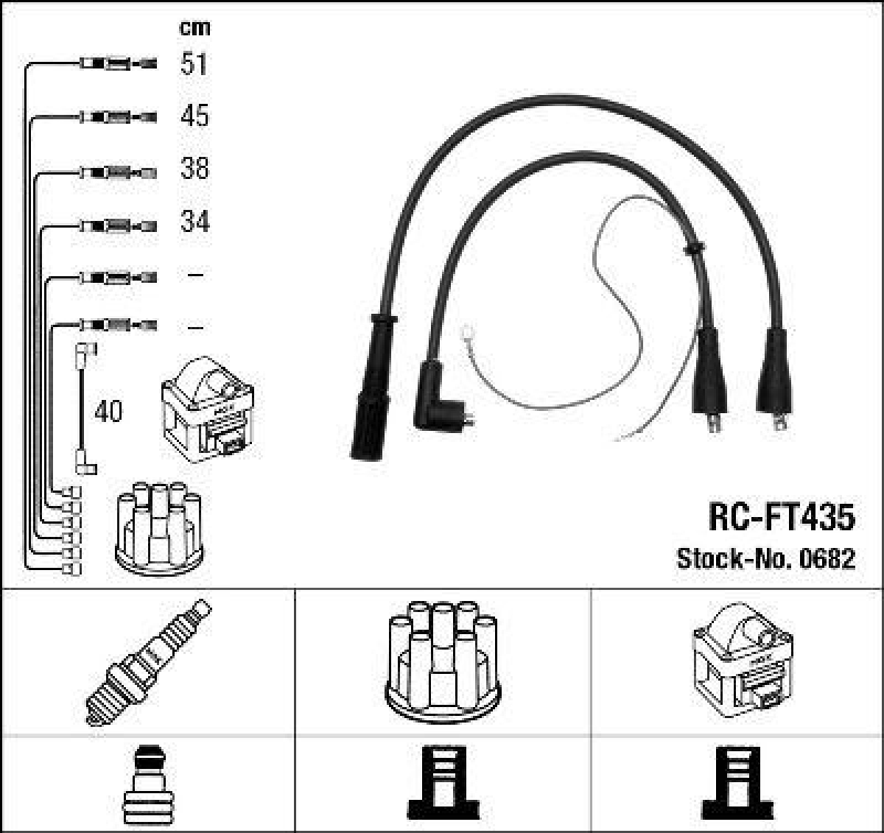 NGK 0682 Z&uuml;ndleitungssatz RC-FT435 |Z&uuml;ndkabel