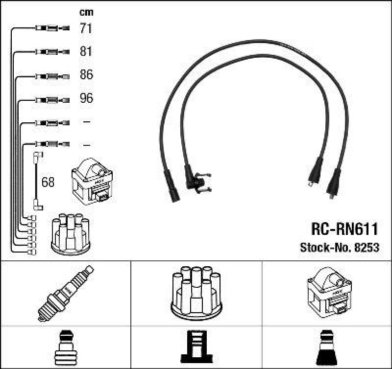 NGK 8253 Z&uuml;ndleitungssatz RC-RN611 |Z&uuml;ndkabel